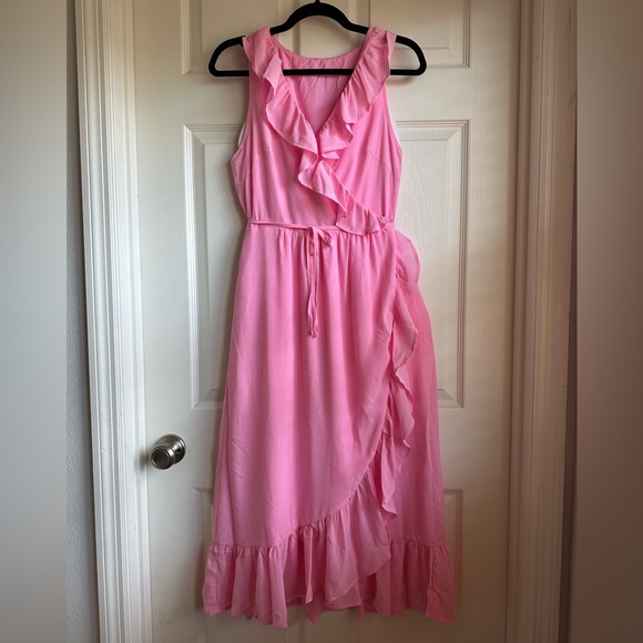 Dresses & Skirts - Pink Tie Waist Midi Dress